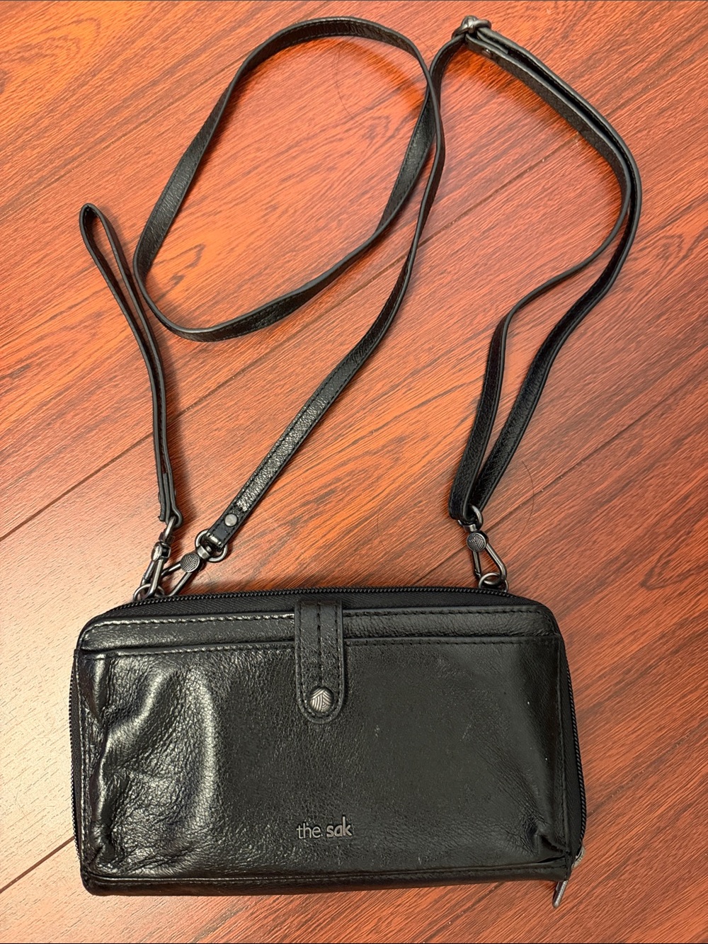 The Sak Black Leather Crossbody Wallet Bag